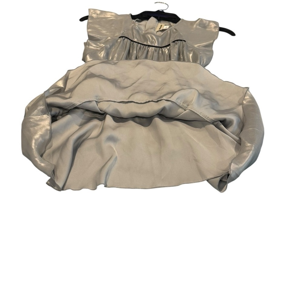 Girl’s Zadig & Voltaire Freja Silver Metallic Ruffled Dress: Size 10 - Picture 8 of 12